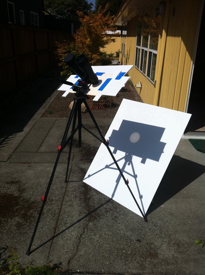 Solar Viewing setup with Binoculars on a tripod